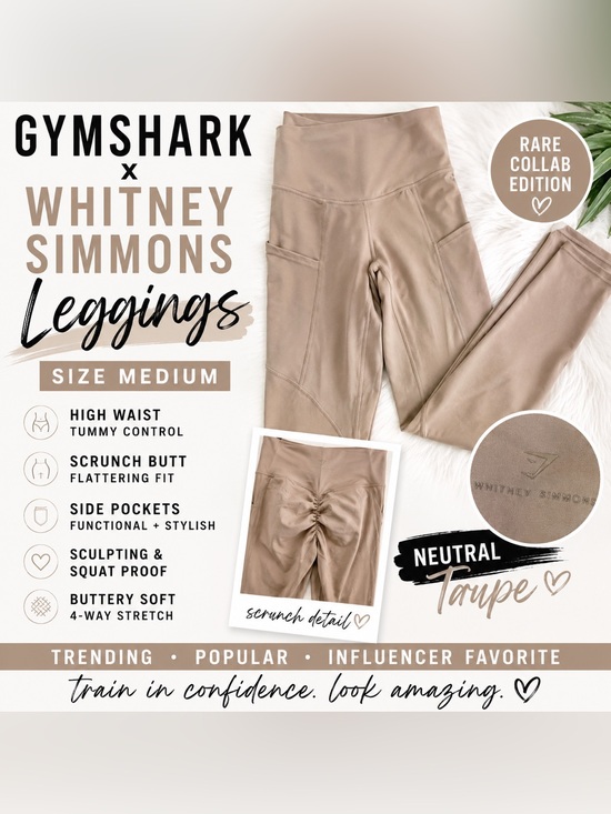 Gymshark Pants - Gymshark x Whitney Simmons High Waisted Pocket Scrunch Leggings-Size Medium